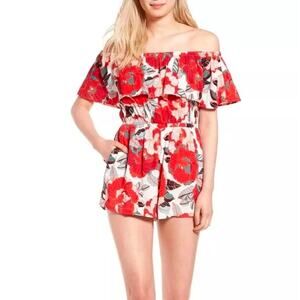 Cupcakes & Cashmere Cadrian Floral Off the Shoulder Romper Size XS